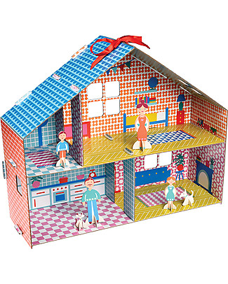 Rex London Make Your Own Dolls House - Cardboard dolls house with 6 characters! Paper & Cardboard