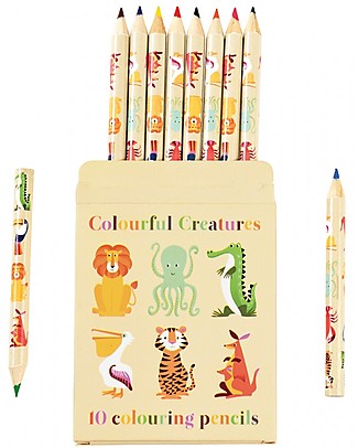 Rex London Set of 10 Colouring Pencils, Colourful Creatures Colouring Activities