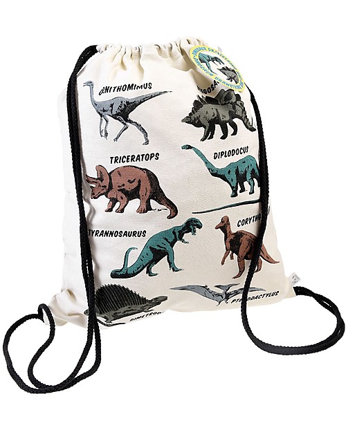 Rex London Soft Cotton Drawstring Bag 37 x 31 cm, Dinosauri - Perfect for pre-schoolers! Kindergarten Backpacks