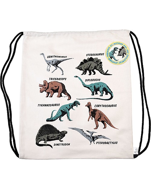 Rex London Soft Cotton Drawstring Bag 37 x 31 cm, Dinosauri - Perfect for pre-schoolers! Kindergarten Backpacks