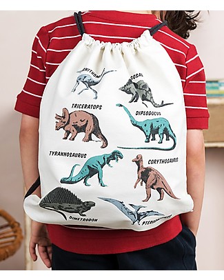 Rex London Soft Cotton Drawstring Bag 37 x 31 cm, Dinosauri - Perfect for pre-schoolers! Small Backpacks