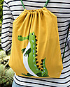Rex London Soft Cotton Drawstring Bag 37 x 33 cm, Crocodile - Perfect for pre-schoolers! Kindergarten Backpacks