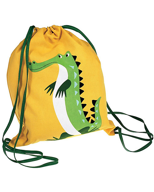 Rex London Soft Cotton Drawstring Bag 37 x 33 cm, Crocodile - Perfect for pre-schoolers! Kindergarten Backpacks