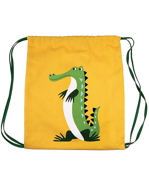 Rex London Soft Cotton Drawstring Bag 37 x 33 cm, Crocodile - Perfect for pre-schoolers! Kindergarten Backpacks