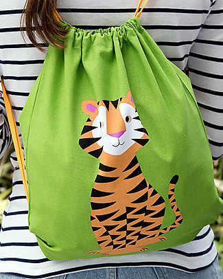 Rex London Soft Cotton Drawstring Bag 37 x 33 cm, Tiger - Perfect for pre-schoolers! null