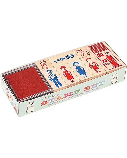 Rex London Stamp Set, Family - Includes ink and 8 stamps! Stickers & Stamps Sets