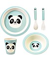 Rex London Tableware Set, Miko the Panda: Cup, Bowl, Plate and Cutlery - Bamboo Fibre Bowls & Plates