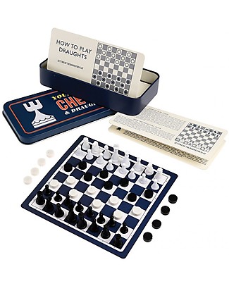Rex London Travel Chess and Draughts Game - Magnetic pieces! Travel Games