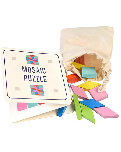 Rex London Wooden Mosaic Puzzle in a Tin - 26 pieces - Inspired by Chinese Tangram! Puzzles