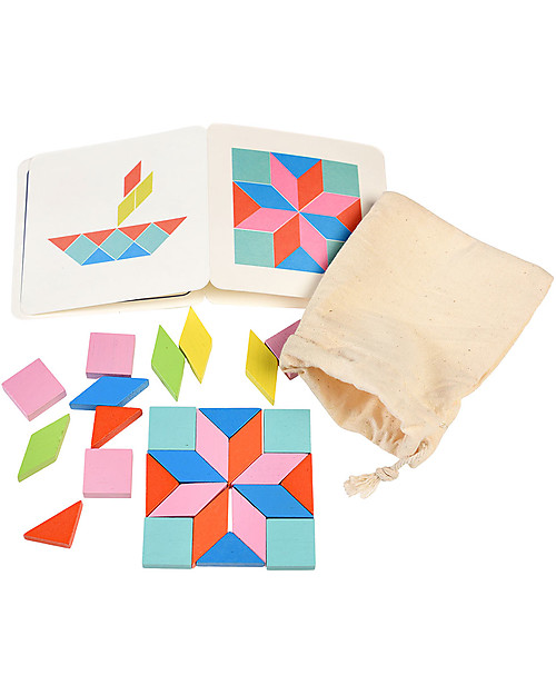 Rex London Wooden Mosaic Puzzle in a Tin - 26 pieces - Inspired by Chinese Tangram! Puzzles