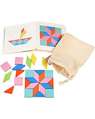Rex London Wooden Mosaic Puzzle in a Tin - 26 pieces - Inspired by Chinese Tangram! Puzzles