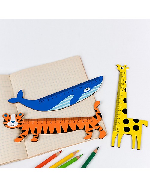 Rex London Wooden Ruler 15 cm, Tiger - Great gift idea for school! Draw And Color
