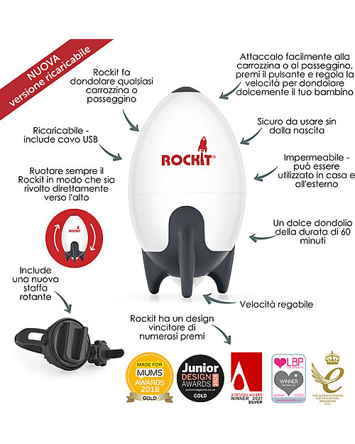 Rockit Portable Baby Rocker - Rechargeable Version - For Pram and Stroller Accessories
