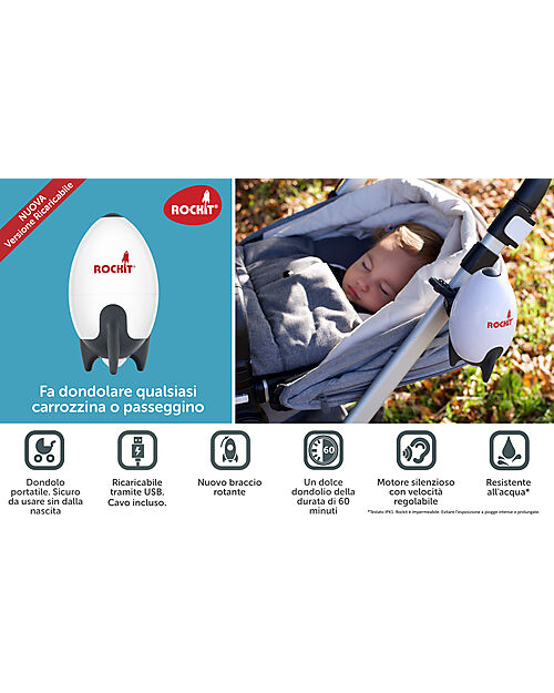 Rockit Portable Baby Rocker - Rechargeable Version - For Pram and Stroller  unisex (bambini)