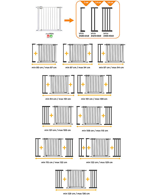 Safety 1st 14 cm Extension for Metal U-Pressure Easy-Close Safety Gate - White Safety Gates