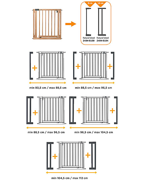 Safety 1st Easy Close 73-80 cm Wooden Baby Gate - Extensible up to 112 cm with separate kit! Safety Gates