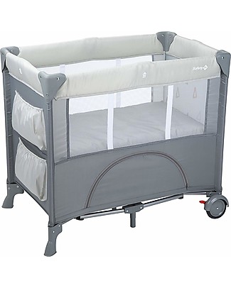 Safety 1st Mini Dreams Travel Bed, Warm Grey - With Storage Compartments! Travel Cots