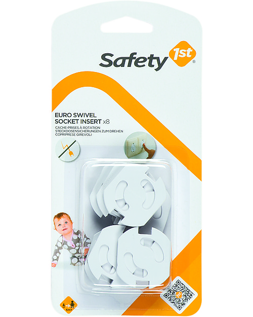Safety 1st Set of 8 Euro Swivel Socket Inserts, White Baby Safety Accessories