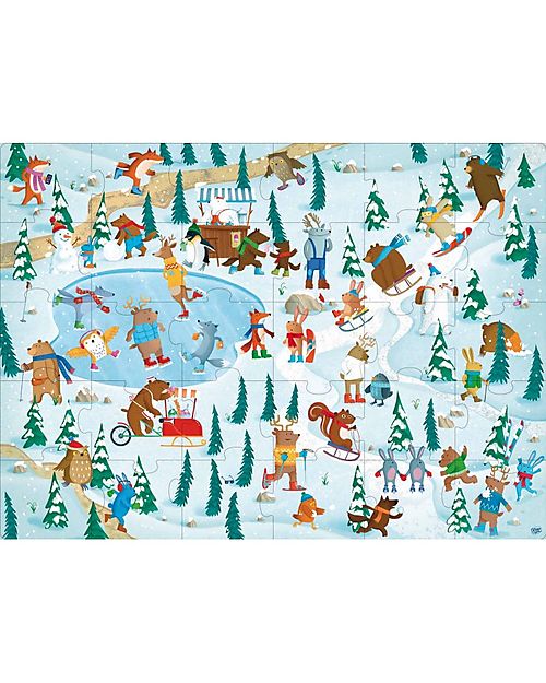 Sassi Junior Round Box with 30-Piece Puzzle and Book - Animals on Ice - from 5 years Puzzles