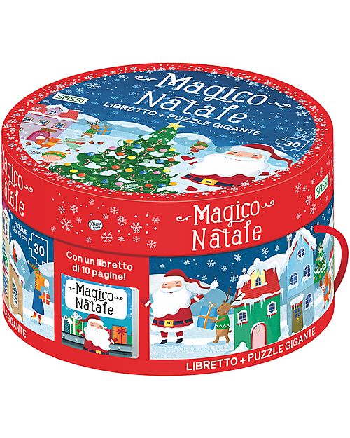 Sassi Junior Round Box with 30-Piece Puzzle and Book - Magic Christmas - from 5 years Puzzles