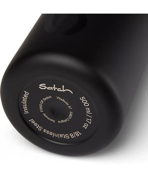 Satch Thermal Water Bottle with Easy-to-Drink Opening - 500 ml - Black - BPA Free Thermos Bottles