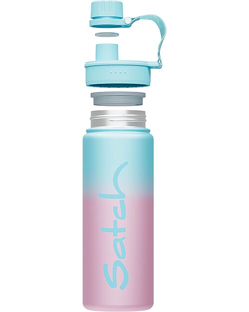 Satch Thermal Water Bottle with Easy-to-Drink Opening - 500 ml - Blue Graffiti - BPA Free Thermos Bottles