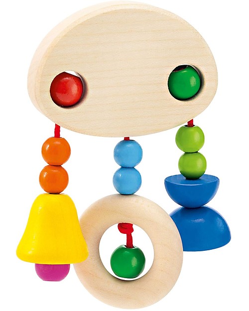 Selecta Cliponella, Wooden Mini Toy - It attaches to fabric like a brooch! Rattles