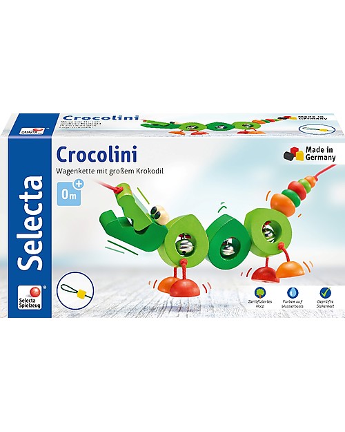 Selecta Crocolini - Wooden pram chain, Crocodile (63 cm) Accessories