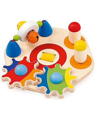 Selecta Minitivity, Wooden Experience Disk - With Velcro: attach it anywhere! Wooden Stacking Toys
