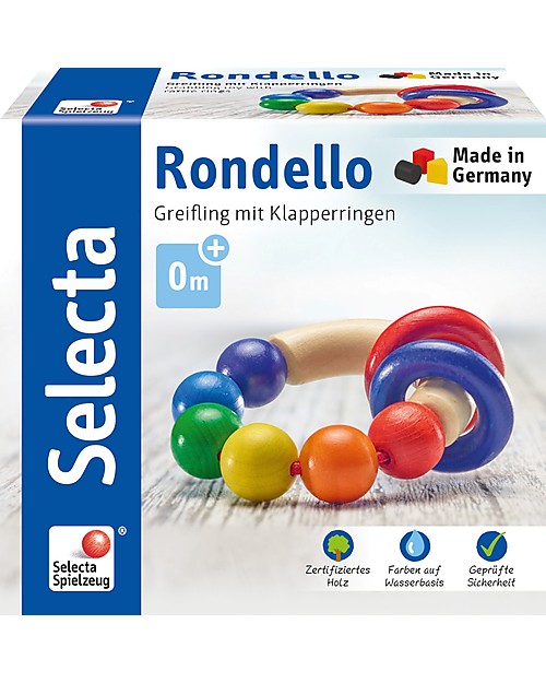 Selecta Rondello, Multicoloured Wooden Toy - Ideal from birth! Montessori Toys