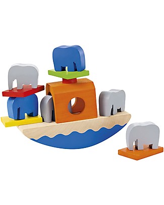 Selecta Stacking Toy, Wooden Animals and Shapes to Stack Wooden Blocks & Construction Sets
