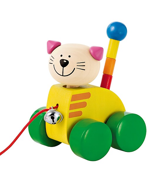 Selecta Tinka, Wooden Pull-Along Cat, with Bell! Pull Toys