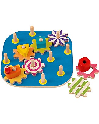 Selecta Winding Fun, Wooden Experience Disk - with Rotating Shapes! Wooden Stacking Toys