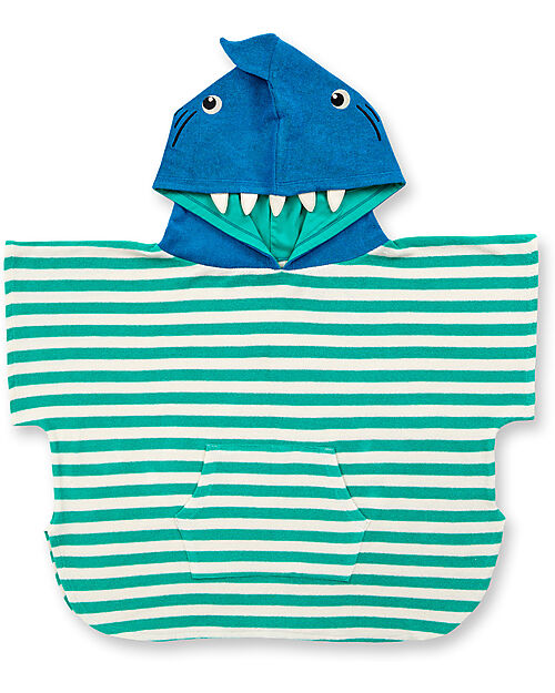 Sense Organics Alvy Terry Bath Poncho - Blue Stripes - Shark - 100% Organic Cotton Towels And Flannels
