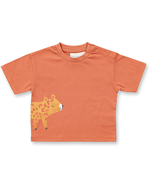 Sense Organics Anton Baby Short Sleeve Shirt  - Cinnamon + Leopard - 100% Organic Cotton GOTS T-shirts