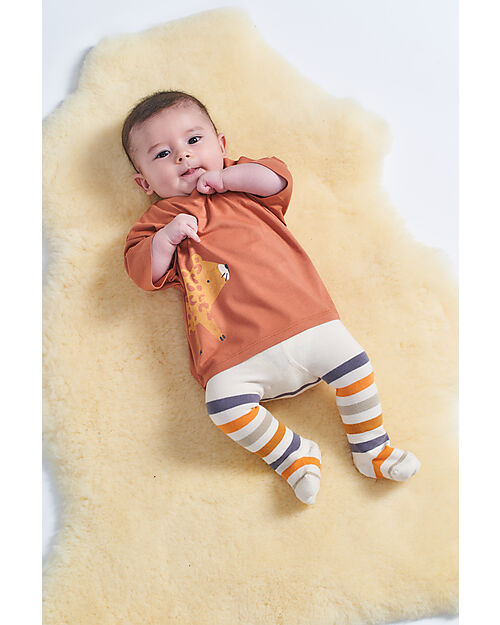 Sense Organics Anton Baby Short Sleeve Shirt  - Cinnamon + Leopard - 100% Organic Cotton GOTS T-shirts