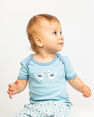 Sense Organics Baby Short Sleeves Shirt Tilly Retro - Light Blue/Seagull - 100% organic cotton T-Shirts And Vests