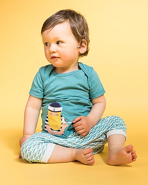 Sense Organics Baby Short Sleeves Shirt with Applique Tobi, Fisherman - 100% organic cotton T-shirts