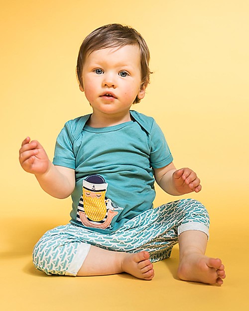 Sense Organics Baby Short Sleeves Shirt with Applique Tobi, Fisherman - 100% organic cotton T-shirts