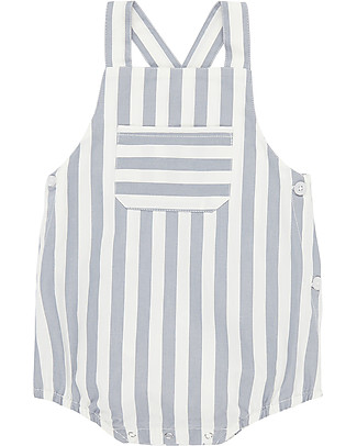 Sense Organics Bente Baby Overall - Blue Stripes - 100% Organic Cotton Short Rompers