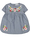 Sense Organics Chana Dress - Blue with Flower Embroidery - 100% organic cotton chambre Dresses_