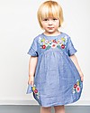 Sense Organics Chana Dress - Blue with Flower Embroidery - 100% organic cotton chambre Dresses_