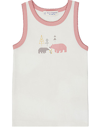 Sense Organics Dana Retro Vests - White + Polar Bear- 100% Organic Cotton Vests