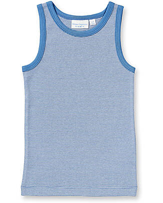 Sense Organics Don Retro Vest - Blue Stripes - 100% Organic Cotton GOTS Tank Tops