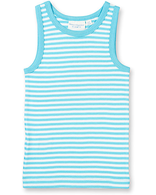 Sense Organics Don Retro Vest - Light Blue Striped - 100% Organic Cotton GOTS Vests