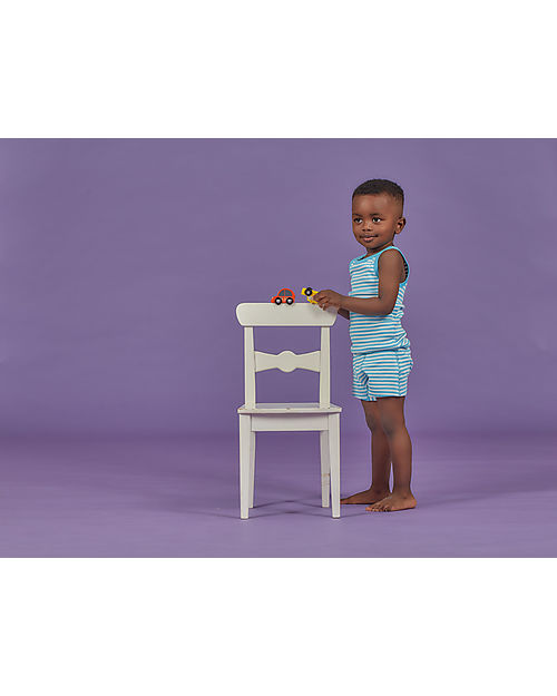 Sense Organics Don Retro Vest - Light Blue Striped - 100% Organic Cotton GOTS Vests