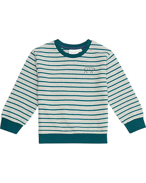 Sense Organics Dongo Sweater - Grey and Blue Stripes Bull - 100% Organic Cotton GOTS Sweatshirts