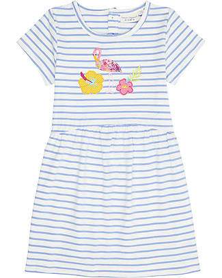 Sense Organics Fina Dress - Lavendar Blue Stripes/Flamingo - 100% Organic Cotton Dresses_