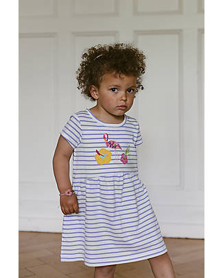 Sense Organics Fina Dress - Lavendar Blue Stripes/Flamingo - 100% Organic Cotton Dresses_