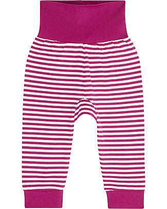 Sense Organics Hewi Baby Pant with Foldable Waistband - Berry Stripes - Organic Cotton Trousers
